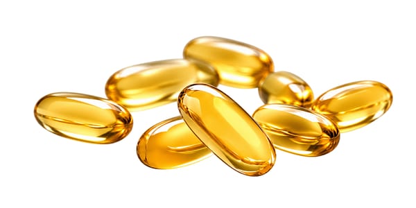Golden omega-3 softgel capsules